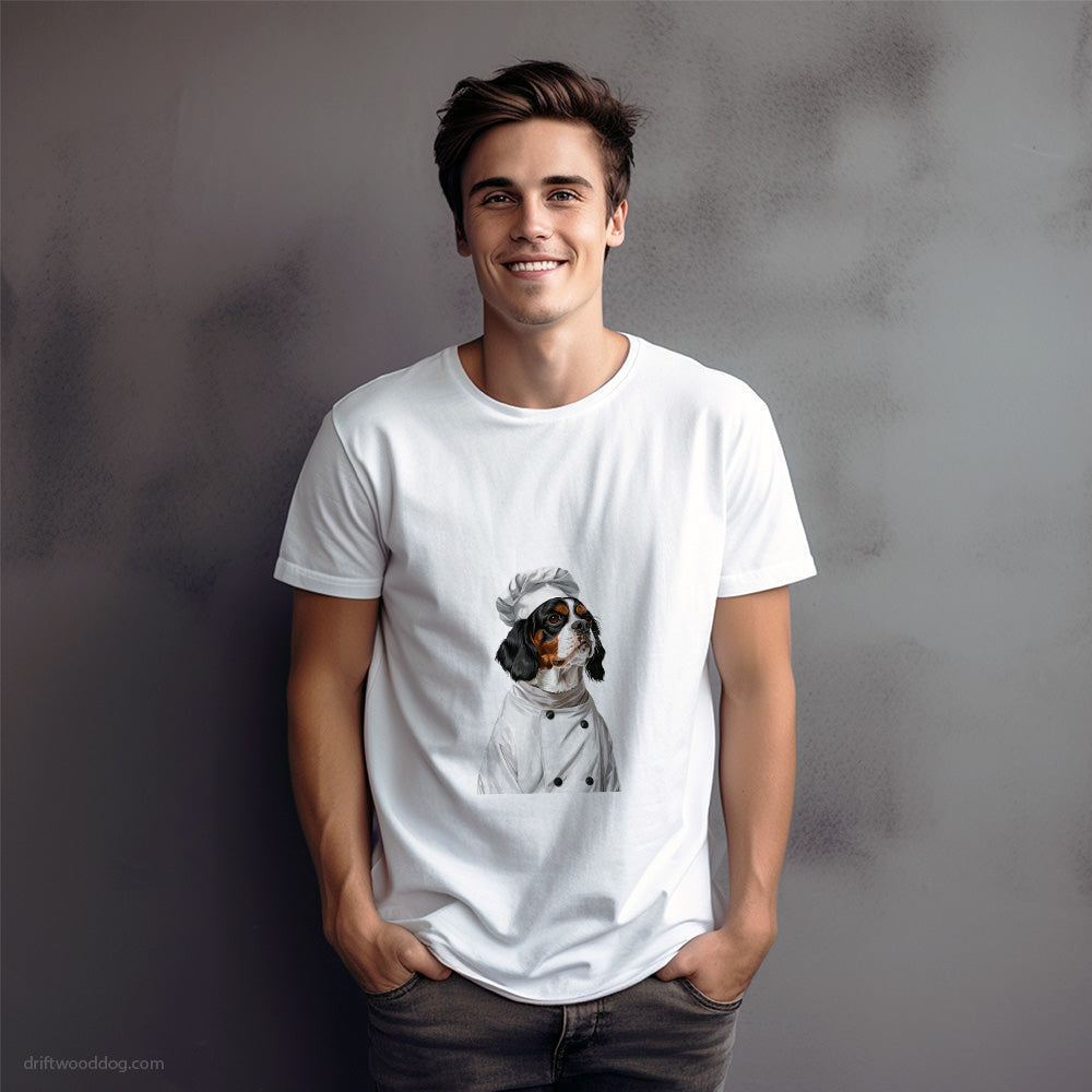 Cavalier King Charles Spaniel Wearing a Chef's Uniform T-Shirt – Dog Graphic Tee for Men