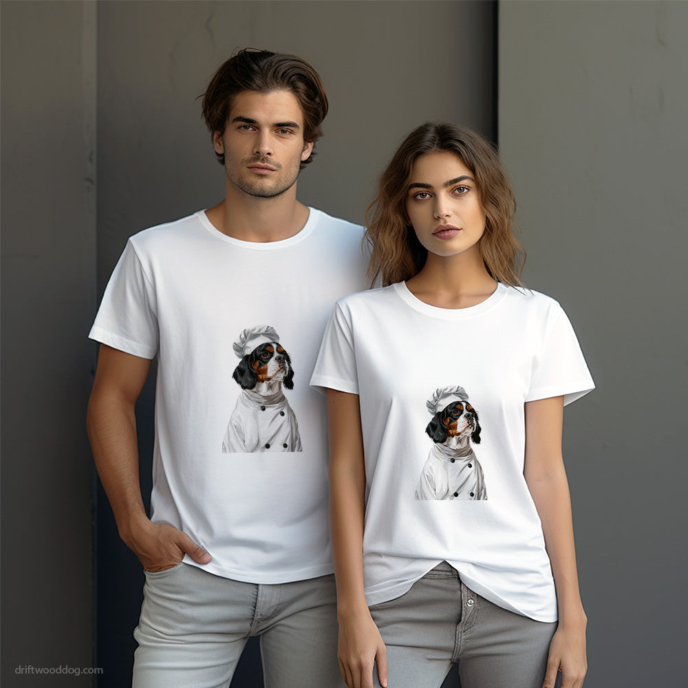 Cavalier King Charles Spaniel Wearing a Chef's Uniform T-Shirt – Dog-Themed Gifts for Dog Lovers