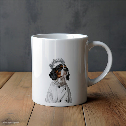 Cavalier King Charles Spaniel Wearing a Chef's Uniform Mug – Unique Dog Cups | Dog-Themed Mugs