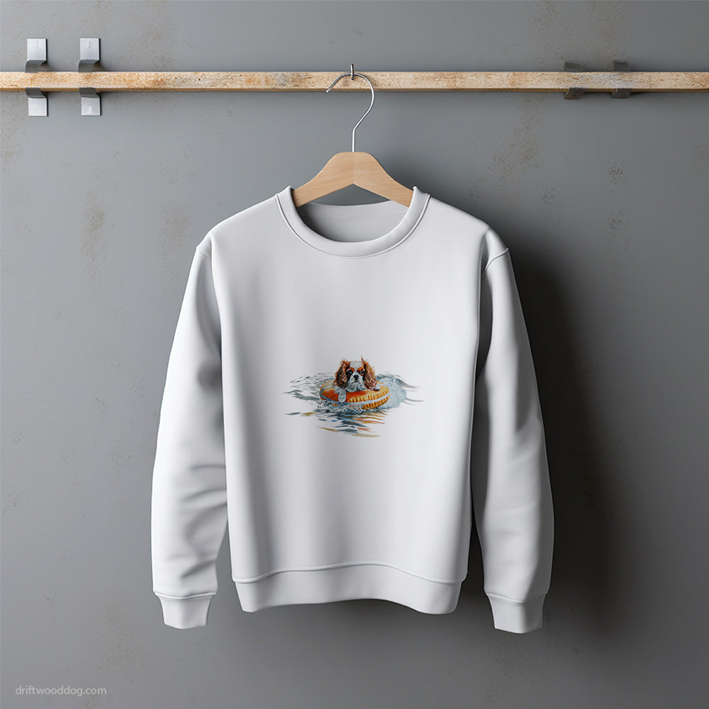 Cavalier King Charles Spaniel Floating at Sea Sweatshirt – Unisex Sweatshirt for Dog Lovers