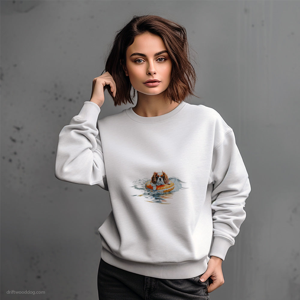 Cavalier King Charles Spaniel Floating at Sea Sweatshirt – Dog-Themed Gifts for Dog Lovers