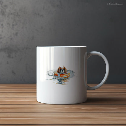 Cavalier King Charles Spaniel Floating at Sea Mug – Funny Dog Coffee Mugs | Quirky Canine Drinkware