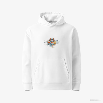 Cavalier King Charles Spaniel Hoodie – Men White Hoodie Eco-Friendly – Floating at Sea (on White Background)