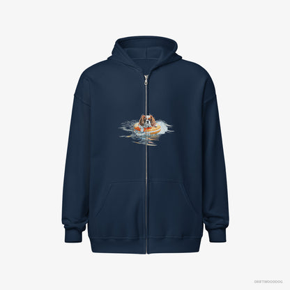 Cavalier King Charles Spaniel Floating at Sea Navy Hoodie