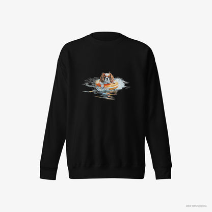 Cavalier King Charles Spaniel Floating at Sea Black Sweatshirt