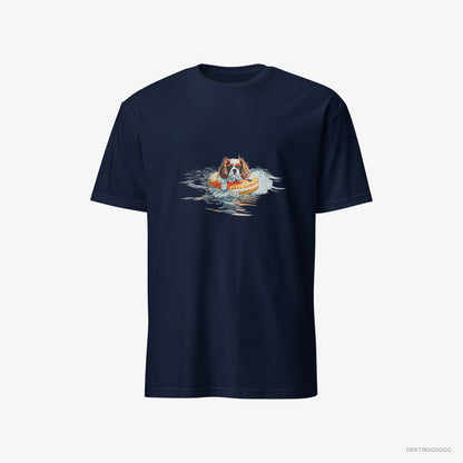 Cavalier King Charles Spaniel Floating at Sea Navy T-Shirt