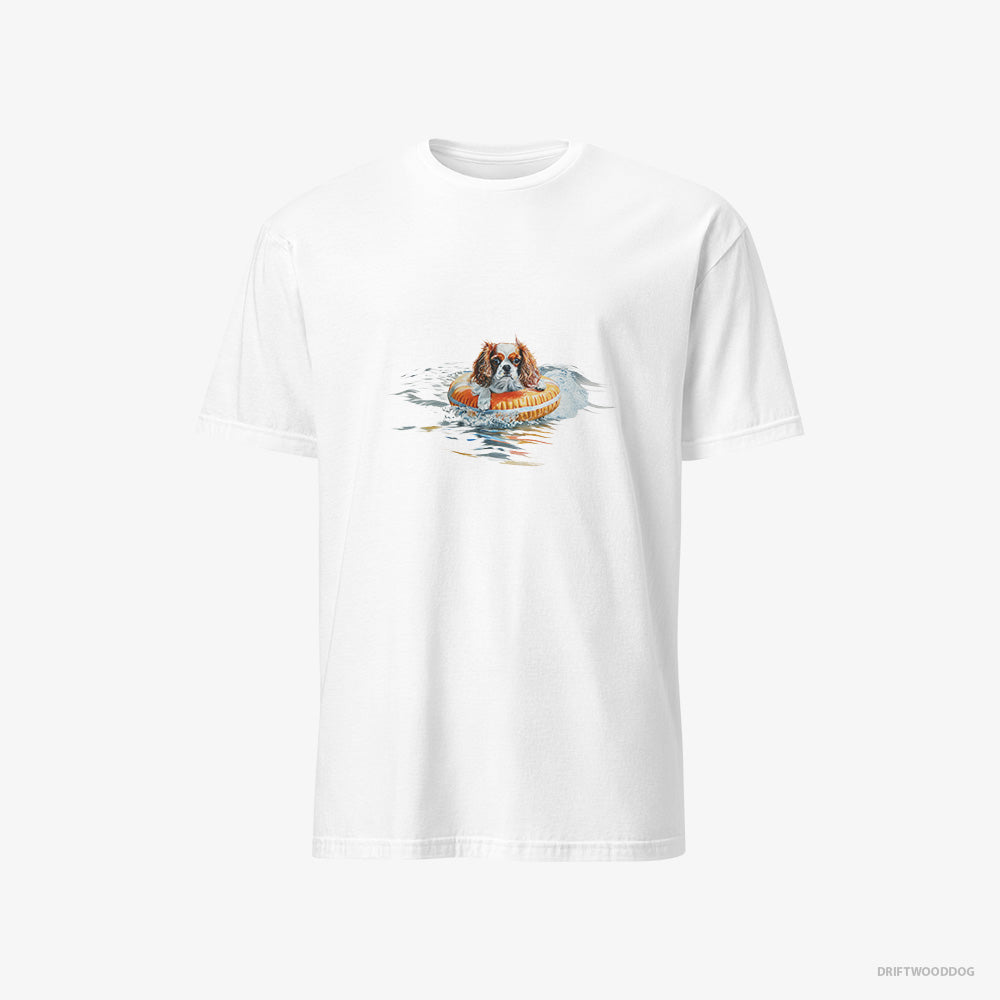 Cavalier King Charles Spaniel T-Shirt – Men White T-Shirt Classic – Floating at Sea (on White Background)