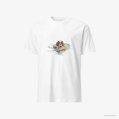 Cavalier King Charles Spaniel T-Shirt – Men White T-Shirt Classic – Floating at Sea (on White Background)