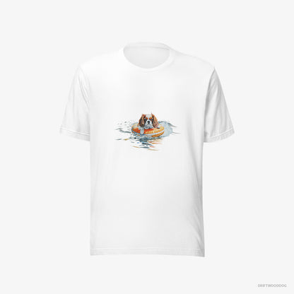 Cavalier King Charles Spaniel T-Shirt – Men White T-Shirt Eco-Friendly – Floating at Sea (on White Background)