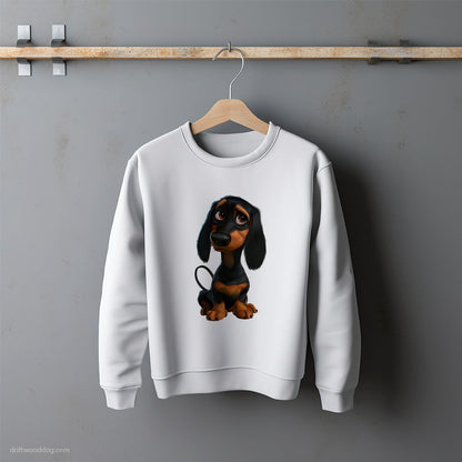 Black Dachshund With Big Eyes Sweatshirt – Unisex Sweatshirt for Dog Lovers