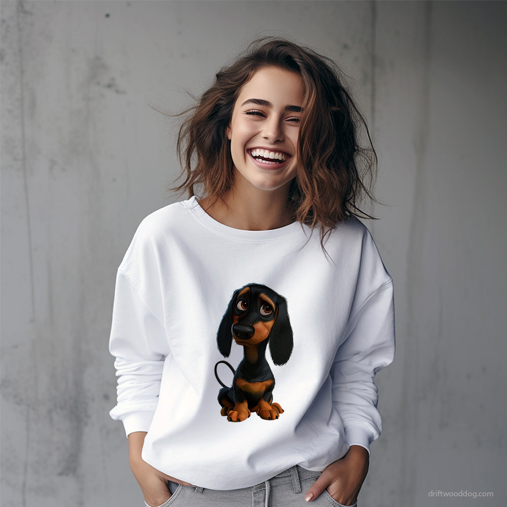 Black Dachshund With Big Eyes Sweatshirt – Custom Dog Sweatshirt for Women