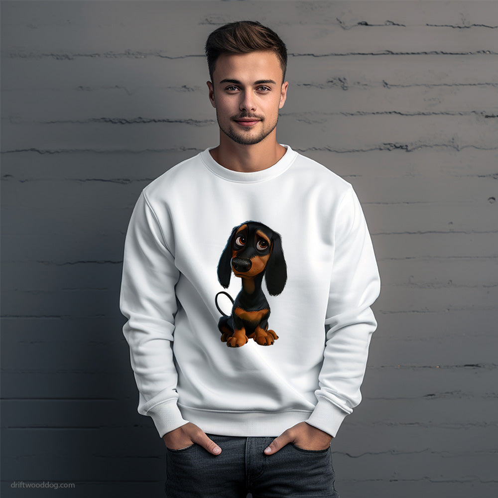 Black Dachshund With Big Eyes Sweatshirt – Unique Dog Sweatshirt for Men