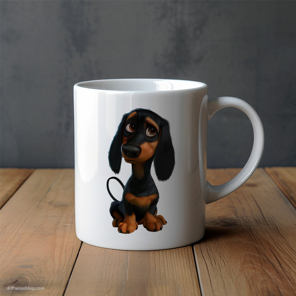 Black Dachshund With Big Eyes Mug – Unique Dog Cups | Dog-Themed Mugs