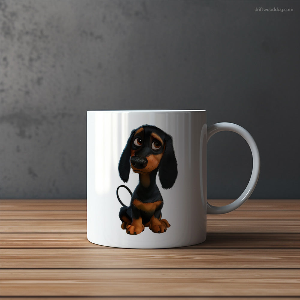 Black Dachshund With Big Eyes Mug – Funny Dog Coffee Mugs | Quirky Canine Drinkware