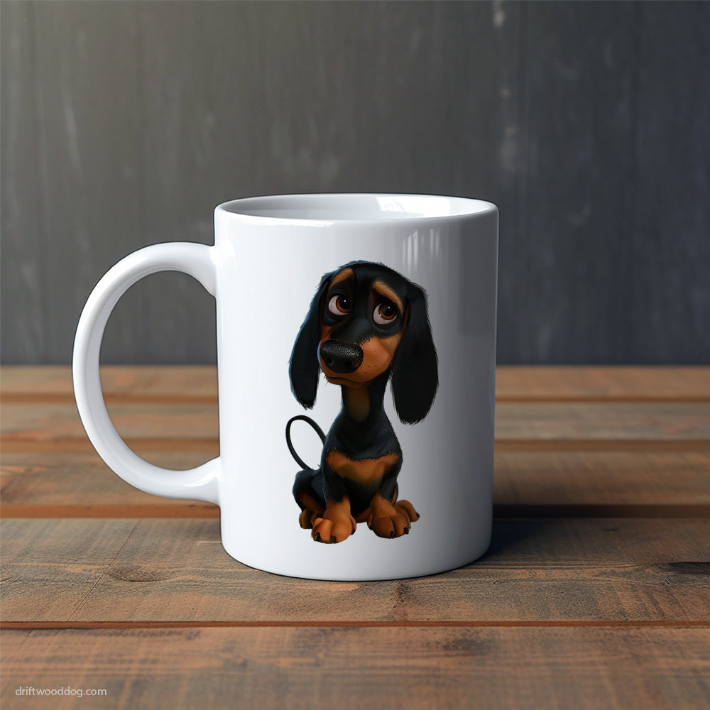 Black Dachshund With Big Eyes Mug – Cute Dog-Themed Mugs | Perfect Gifts for Dog Lovers