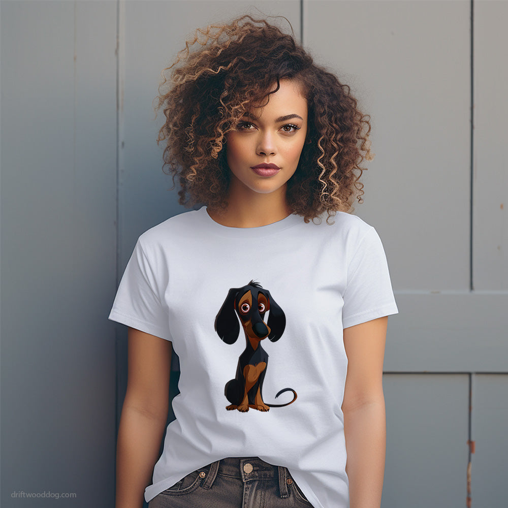 Black Dachshund Wondering T-Shirt – Dog T-Shirt for Women