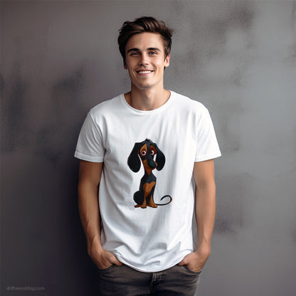 Black Dachshund Wondering T-Shirt – Dog Graphic Tee for Men