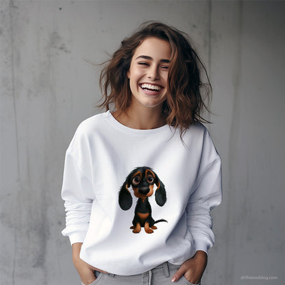 Black Dachshund Being Sad Sweatshirt – Custom Dog Sweatshirt for Women