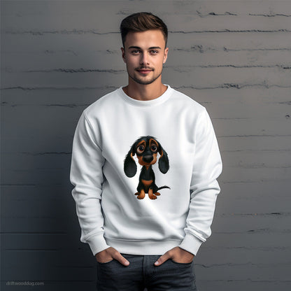 Black Dachshund Being Sad Sweatshirt – Unique Dog Sweatshirt for Men