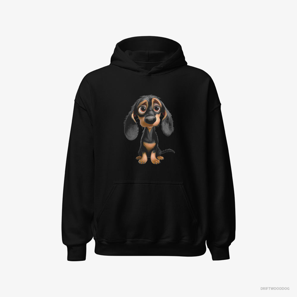 Dachshund Hoodie – Men Black Hoodie Classic – Being Sad (on White Background)