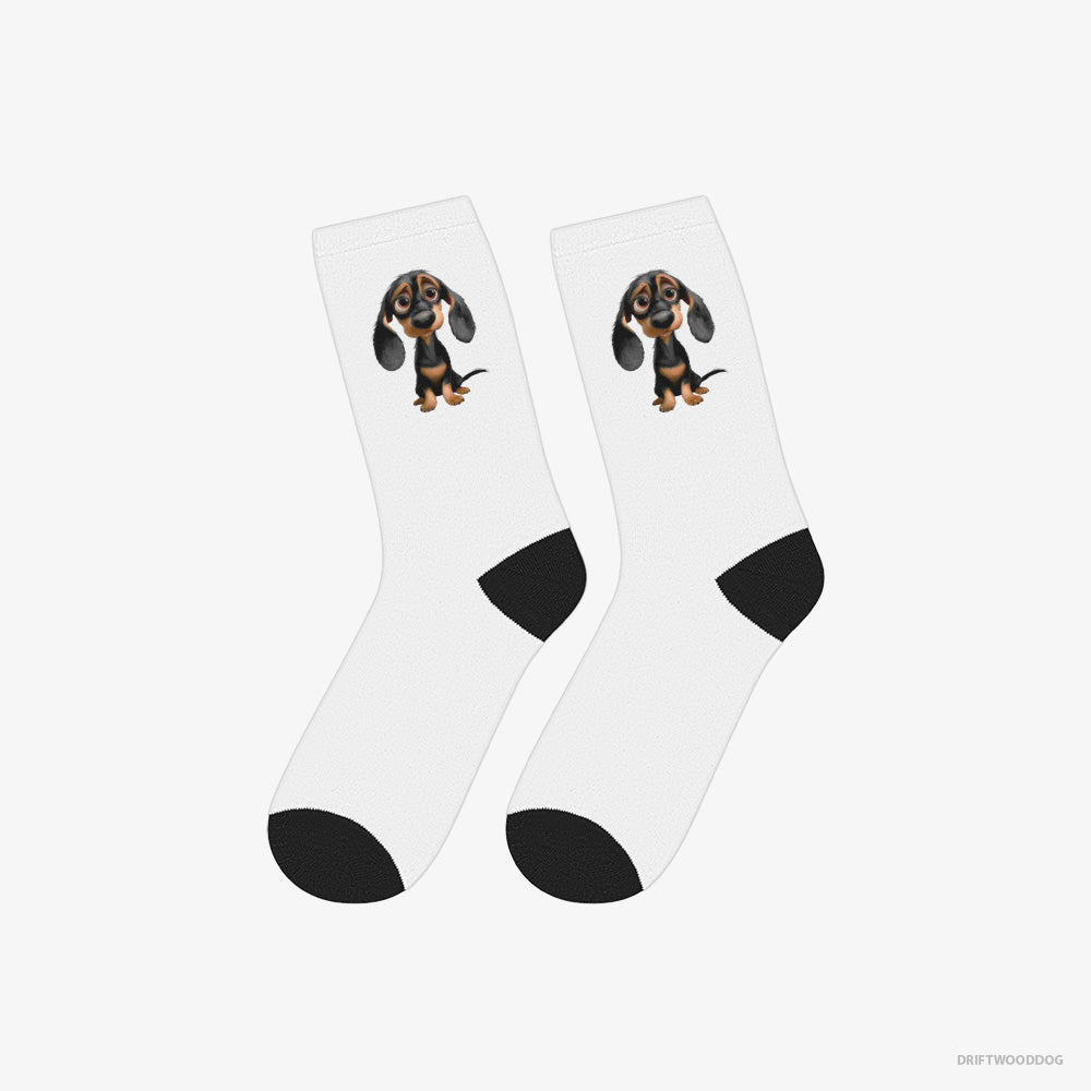 Black Dachshund Being Sad – Socks White – Classic