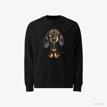 Dachshund Sweatshirt – Men Black Sweatshirt Classic – Being Sad (on White Background)