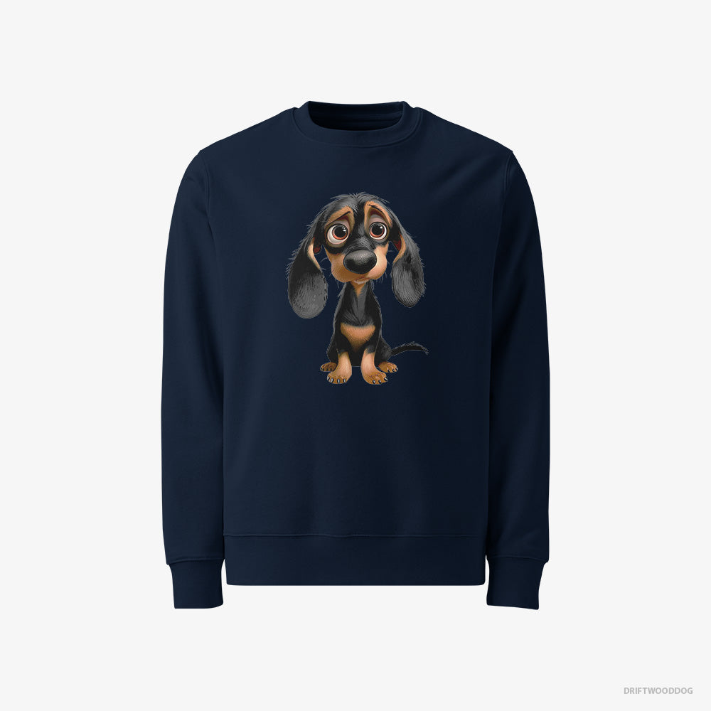 Dachshund Sweatshirt – Men Navy Sweatshirt Classic – Being Sad (on White Background)