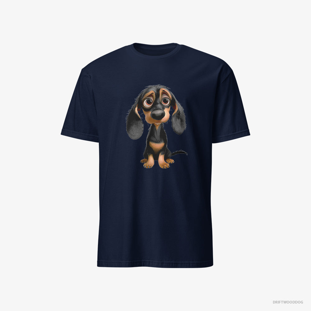 Dachshund T-Shirt – Men Navy T-Shirt Classic – Being Sad (on White Background)