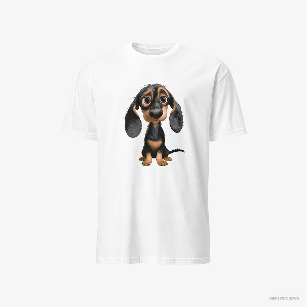 Dachshund T-Shirt – Men White T-Shirt Classic – Being Sad (on White Background)