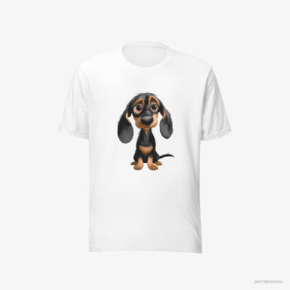 Dachshund T-Shirt – Men White T-Shirt Eco-Friendly – Being Sad (on White Background)