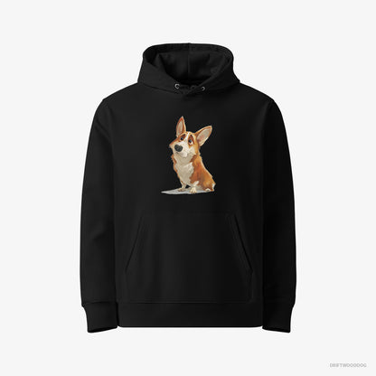 Corgi With a Big Head Black Hoodie