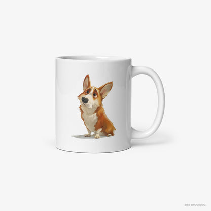 Corgi With a Big Head White Mug