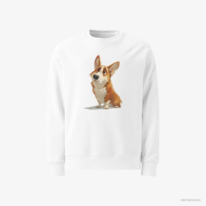 Corgi With a Big Head White Sweatshirt