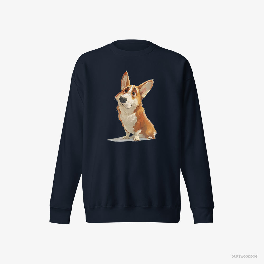 Cute Corgi With a Big Head – Men's Sweatshirt Navy Eco – Eco-Friendly