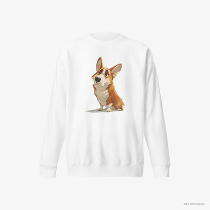 Corgi With a Big Head White Sweatshirt