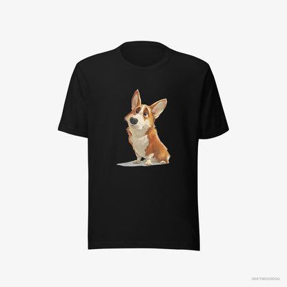 Corgi With a Big Head Black T-Shirt