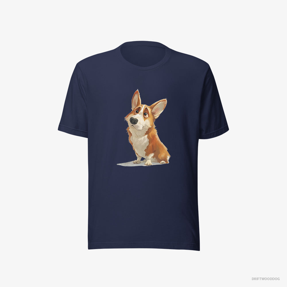 Cute Corgi With a Big Head – Men's T-Shirt Navy Eco – Eco-Friendly