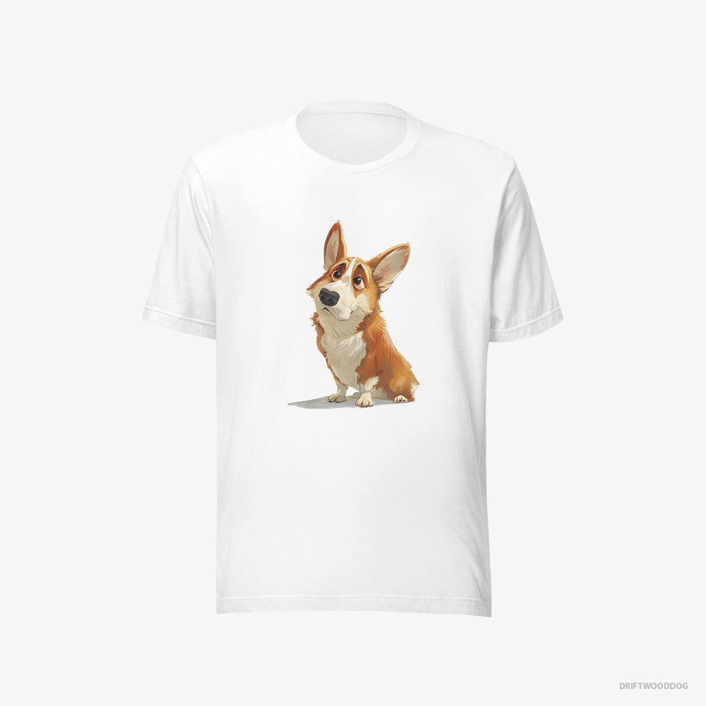 Corgi T-Shirt – Women White T-Shirt Eco-Friendly – With a Big Head (on White Background)