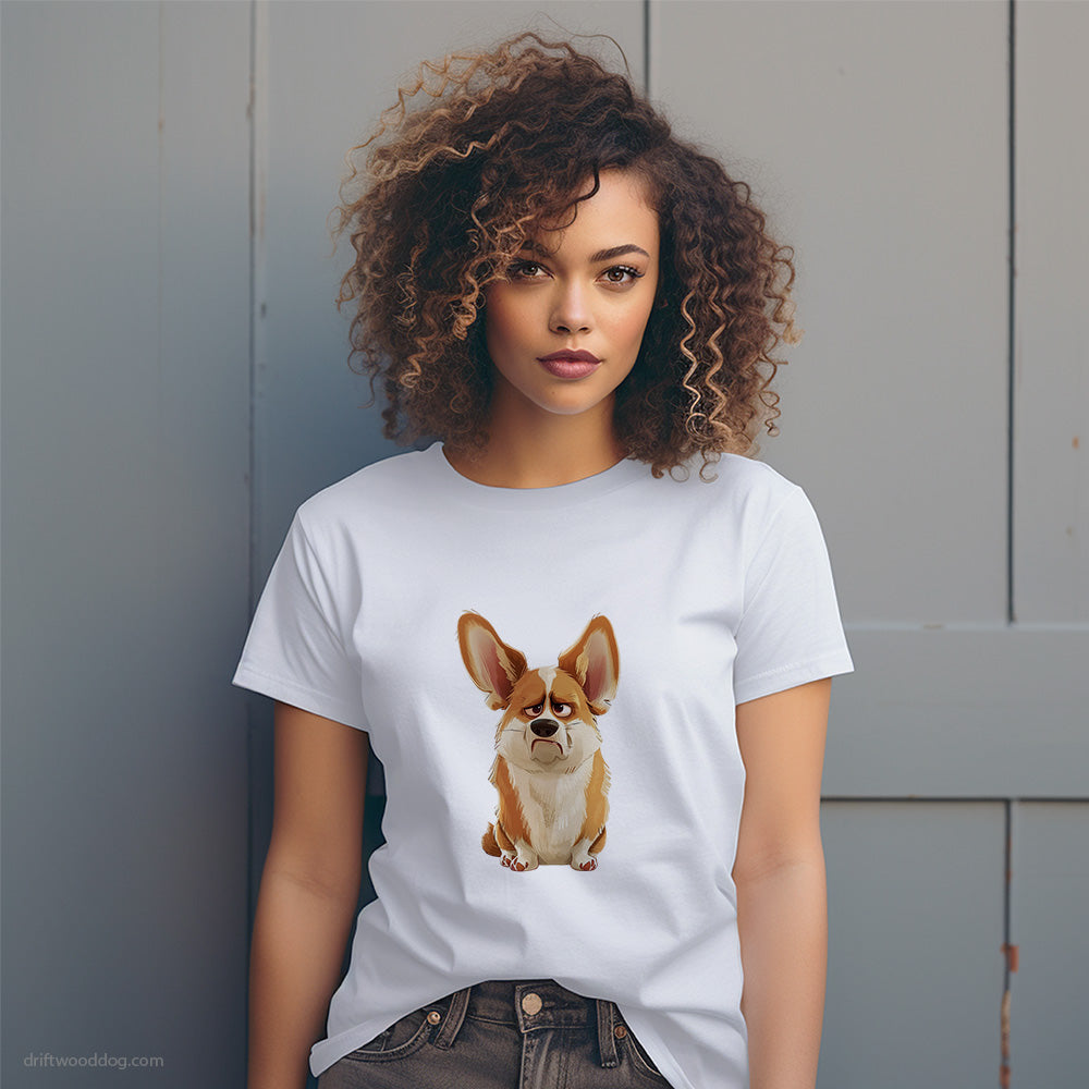 Adorable Corgi Being Upset T-Shirt – Dog T-Shirt for Women