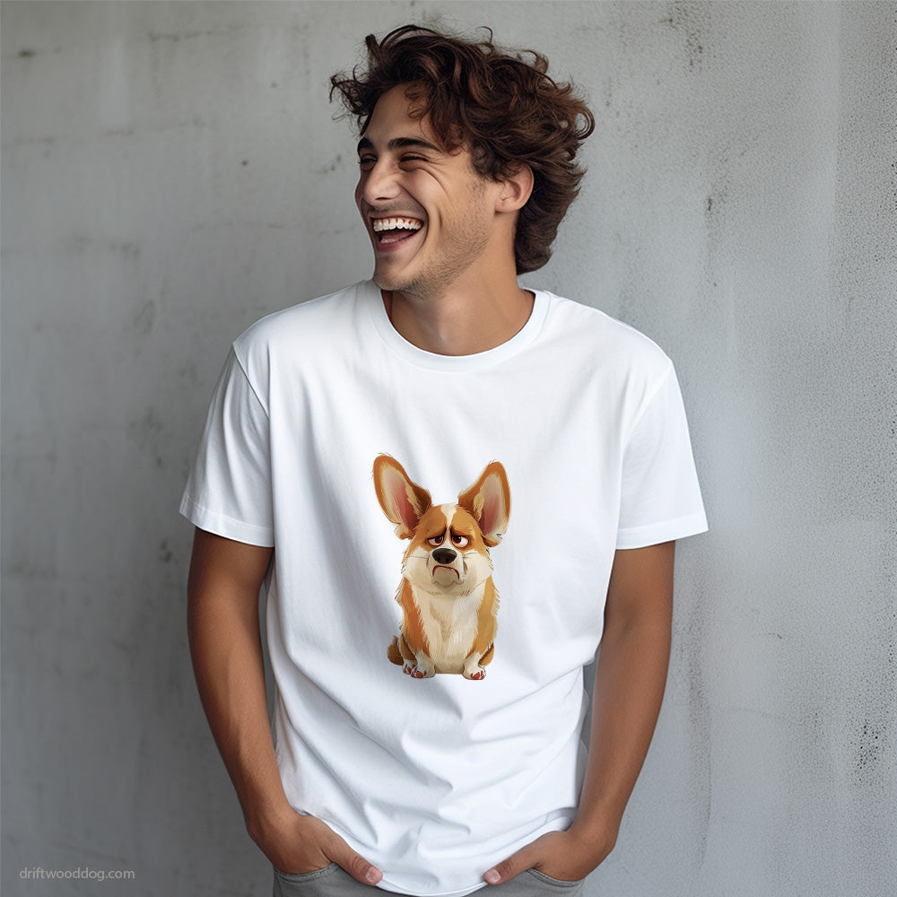 Adorable Corgi Being Upset T-Shirt – Dog T-Shirt for Men