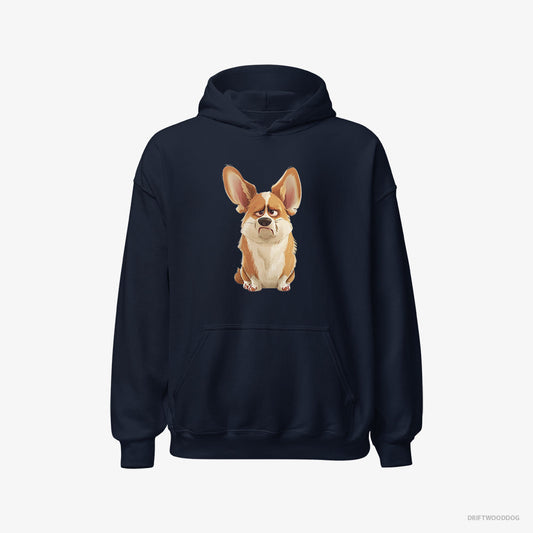 Adorable Corgi Being Upset – Men's Hoodie Navy – Classic