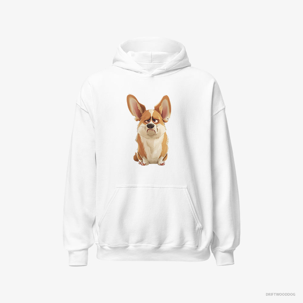 Corgi Hoodie – Men White Hoodie Classic – Being Upset (on White Background)