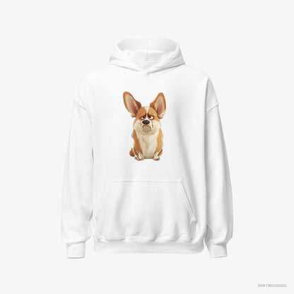 Corgi Being Upset White Hoodie