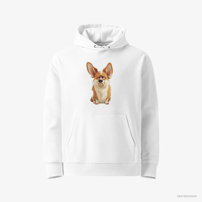 Corgi Hoodie – Men White Hoodie Eco-Friendly – Being Upset (on White Background)