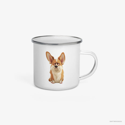 Adorable Corgi Being Upset – Mug White Enamel – Enamel