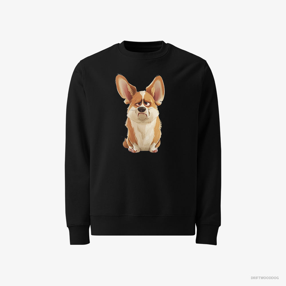 Corgi Sweatshirt – Men Black Sweatshirt Classic – Being Upset (on White Background)