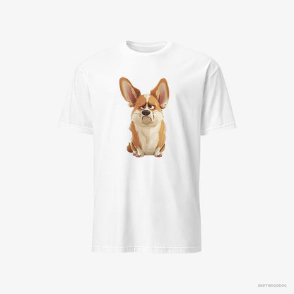 Corgi T-Shirt – Men White T-Shirt Classic – Being Upset (on White Background)