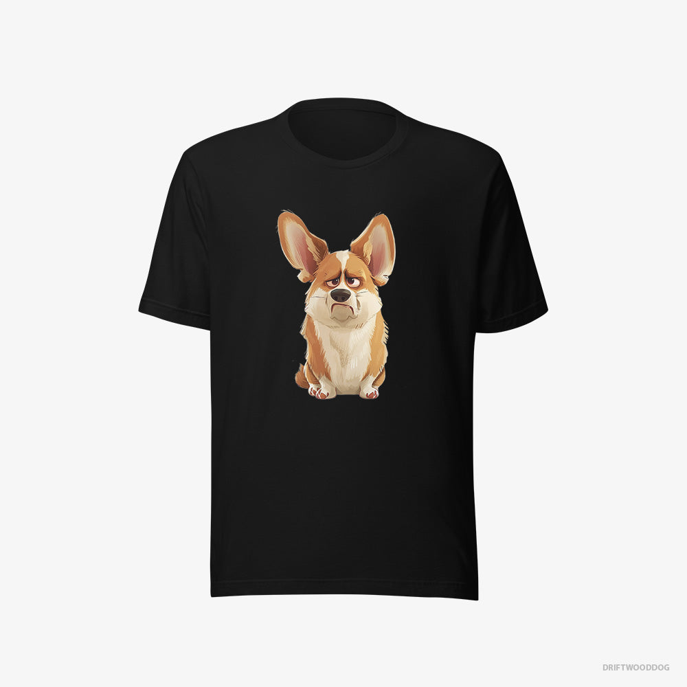 Corgi T-Shirt – Men Black T-Shirt Eco-Friendly – Being Upset (on White Background)