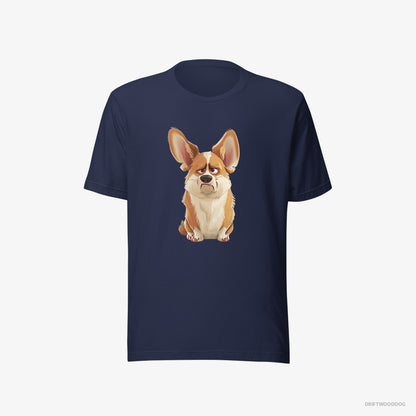 Corgi T-Shirt – Men Navy T-Shirt Eco-Friendly – Being Upset (on White Background)