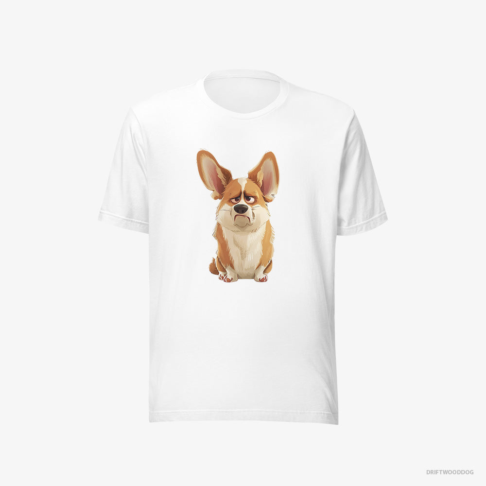 Corgi T-Shirt – Men White T-Shirt Eco-Friendly – Being Upset (on White Background)